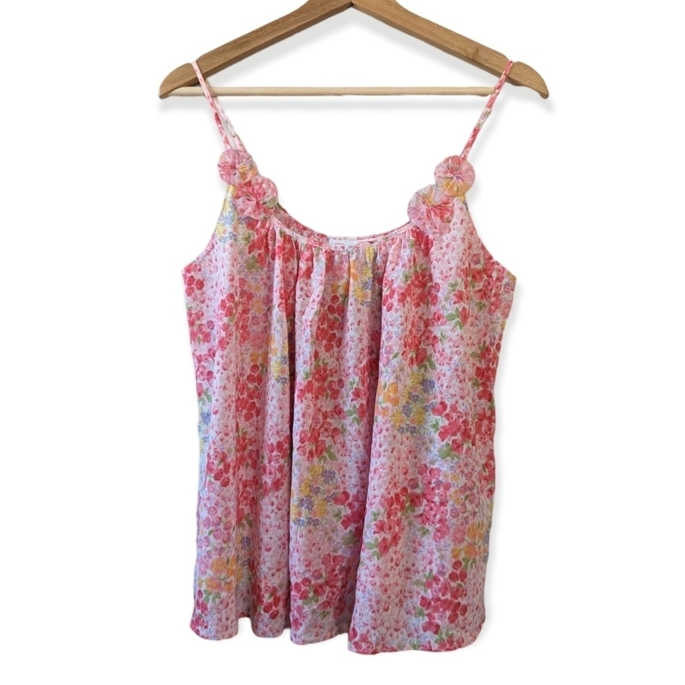 Oscar de‎ la Renta Floral Gathered Cami Lingerie Top Coquette Dainty